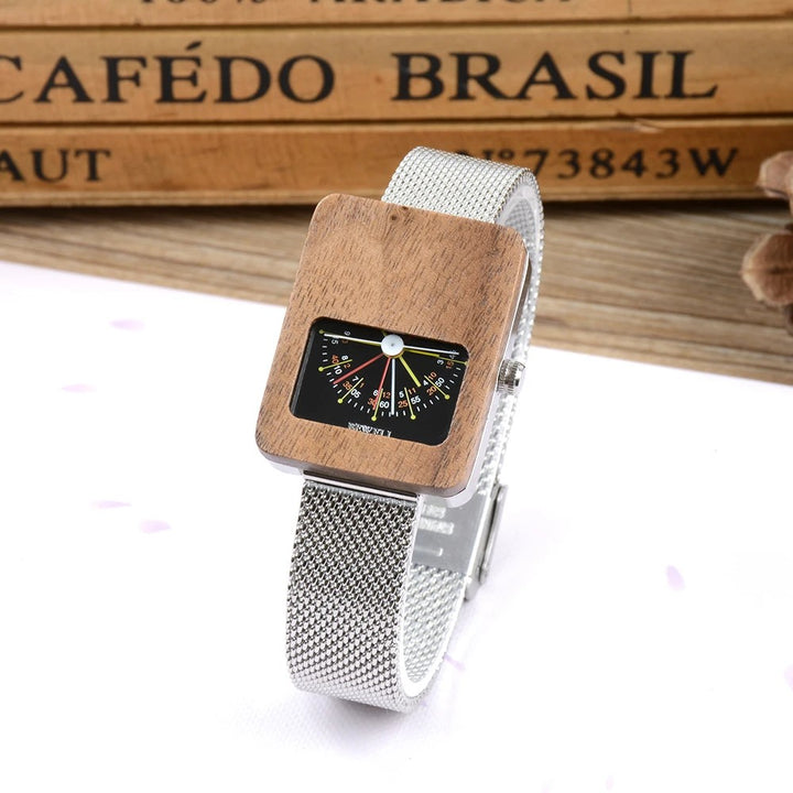 Compass Wood Dial Watch