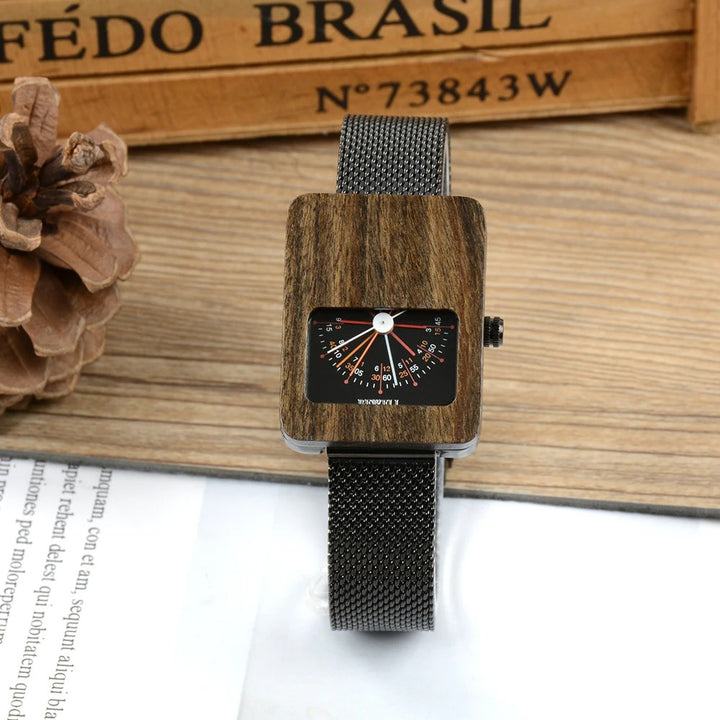 Compass Wood Dial Watch