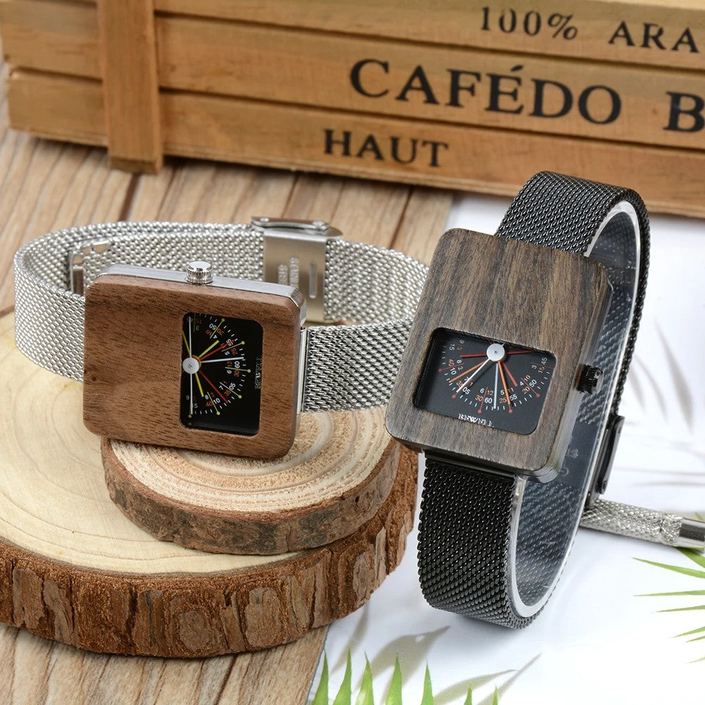Compass Wood Dial Watch
