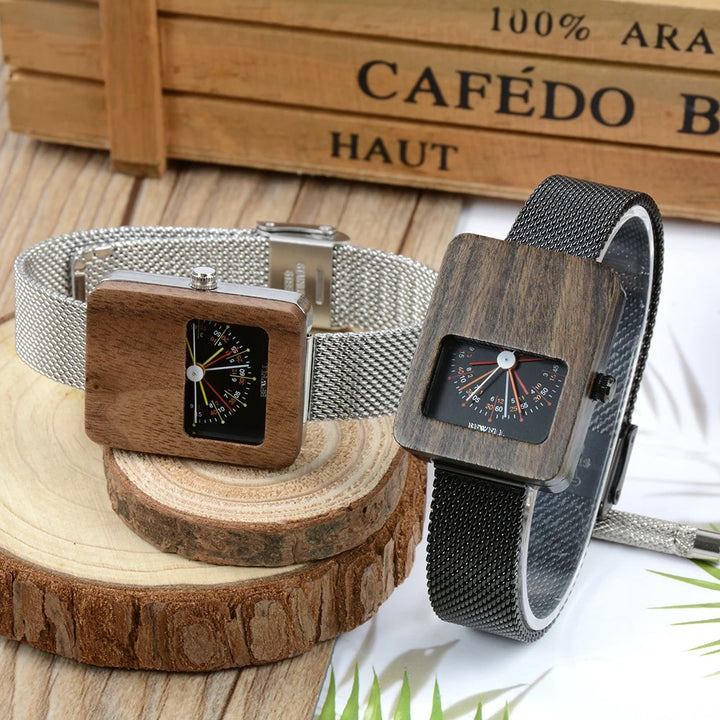 Compass Wood Dial Watch