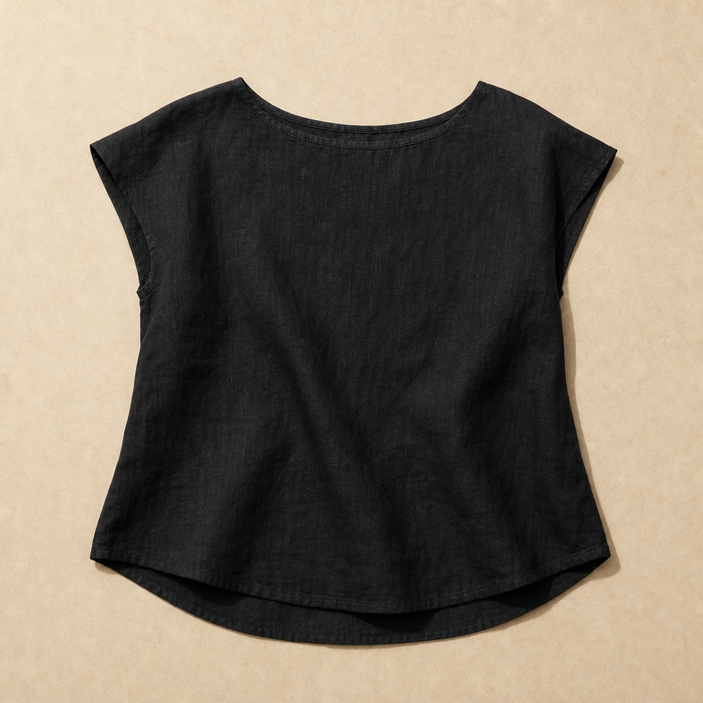 Claudette Cap Sleeve Linen Top — 01_clean_hero_flatlay
