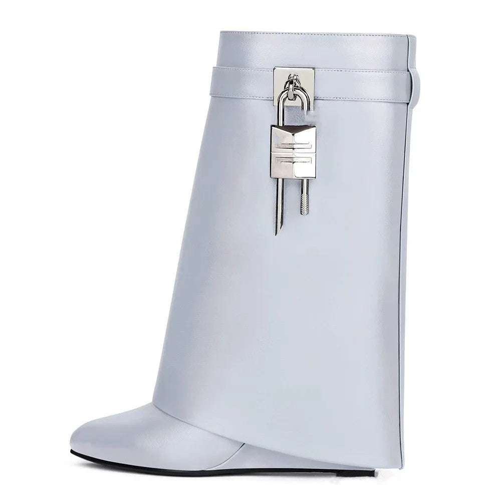 Serratella Padlock Fold-Over Wedge Boots