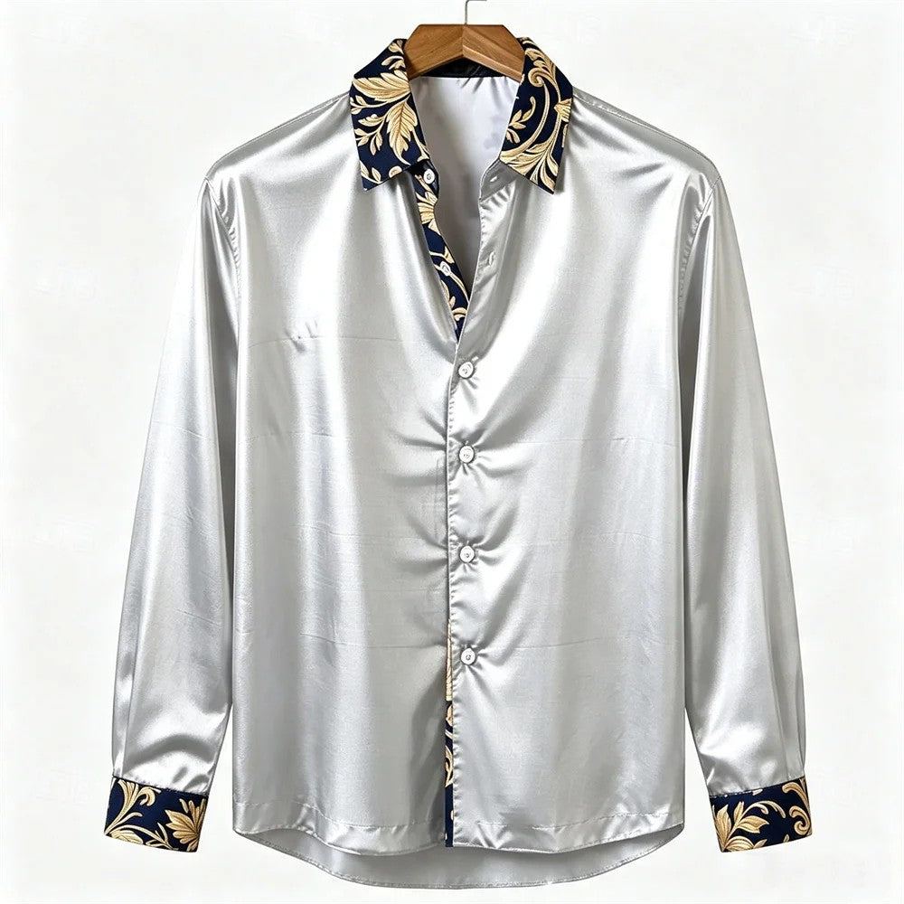 Baroque Collar Satin Shirt