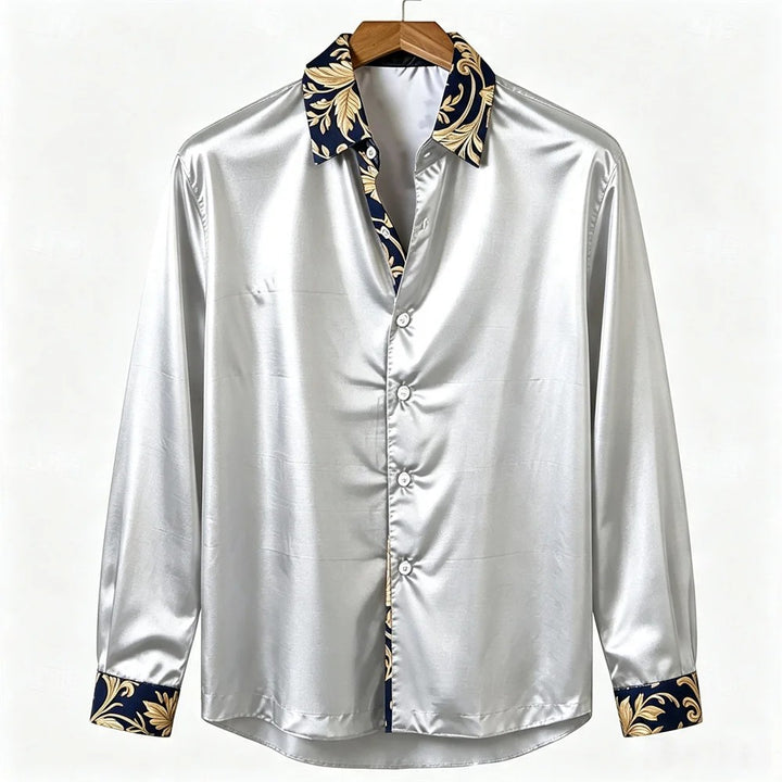Baroque Collar Satin Shirt
