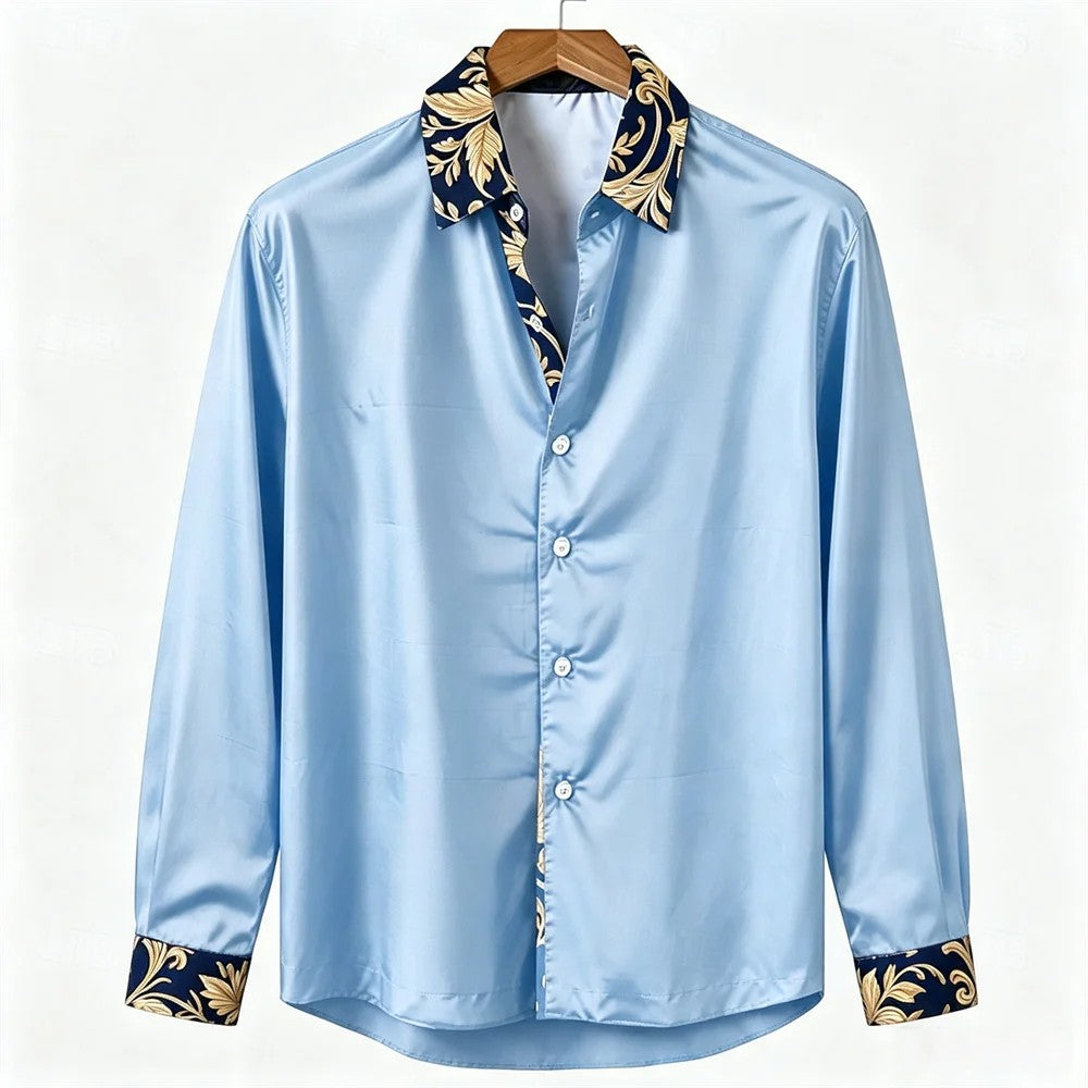 Baroque Collar Satin Shirt