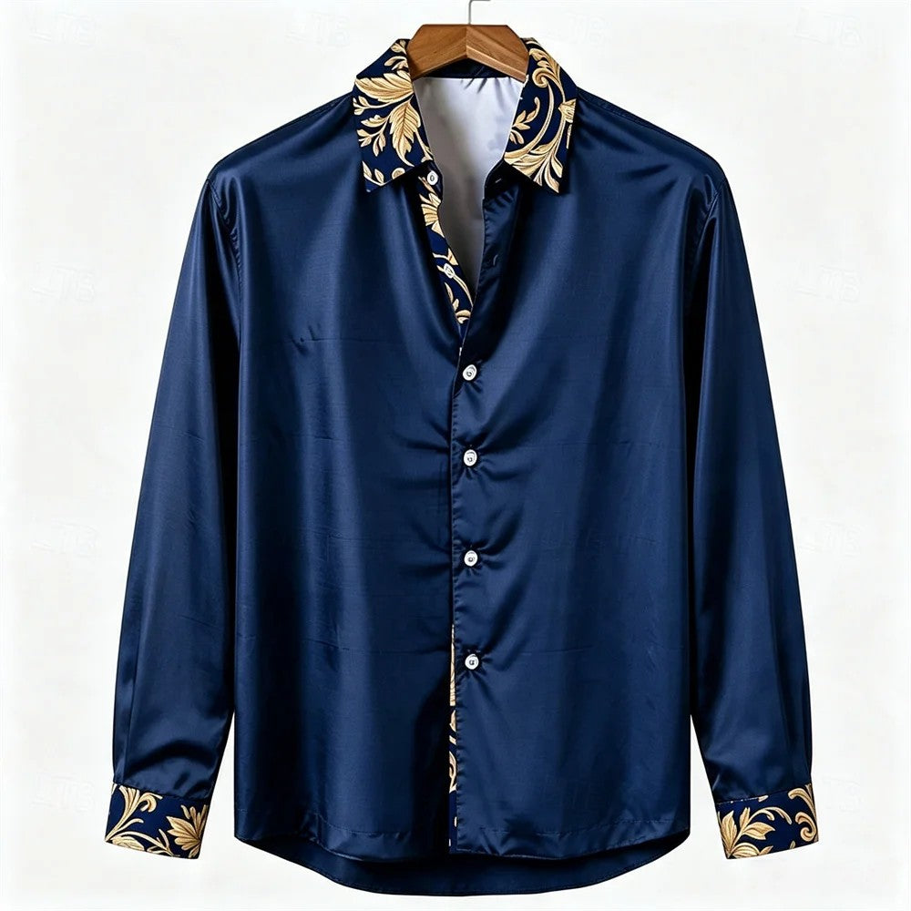 Baroque Collar Satin Shirt