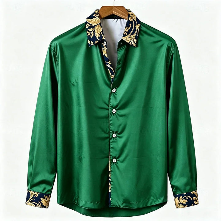 Baroque Collar Satin Shirt