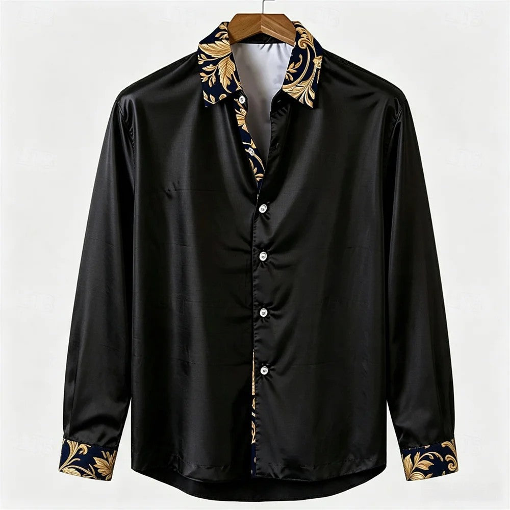 Baroque Collar Satin Shirt