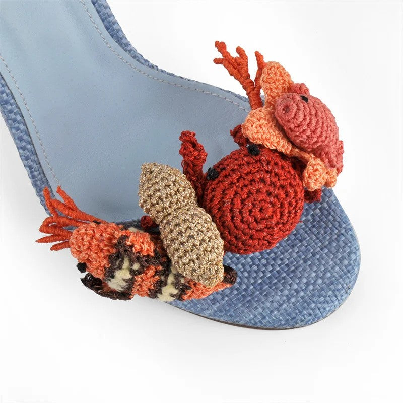 Fiorella Woven Ankle-Tie Stiletto Sandals