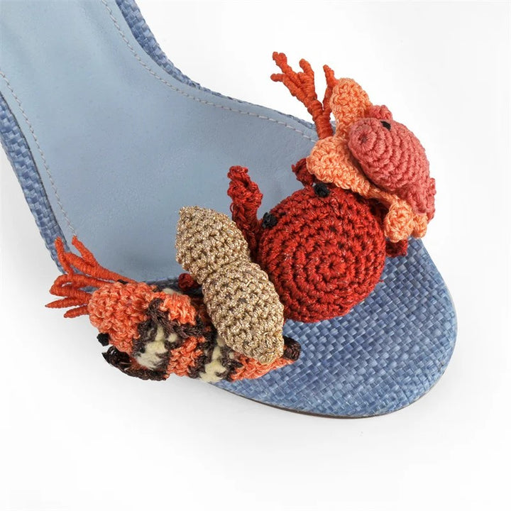 Fiorella Woven Ankle-Tie Stiletto Sandals