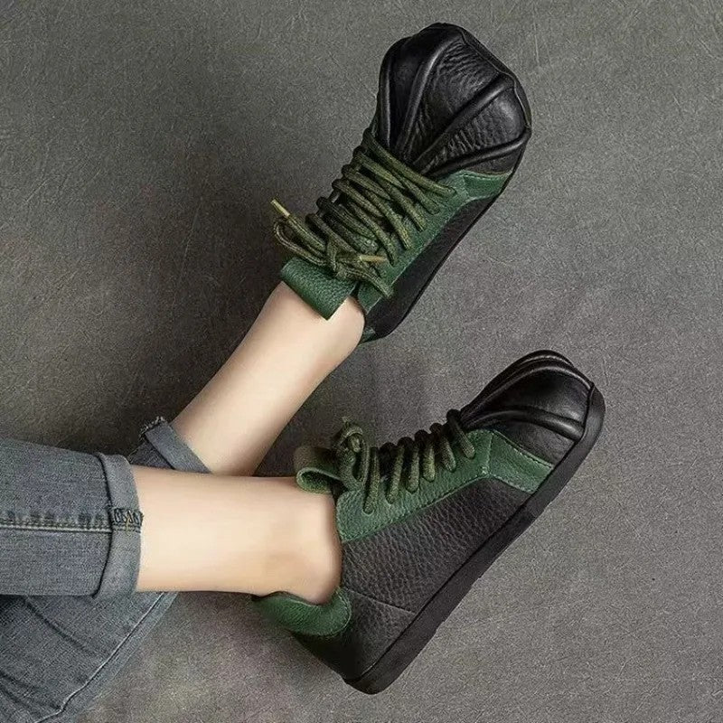 Sartina Pleated-Toe Lace-Up Sneakers