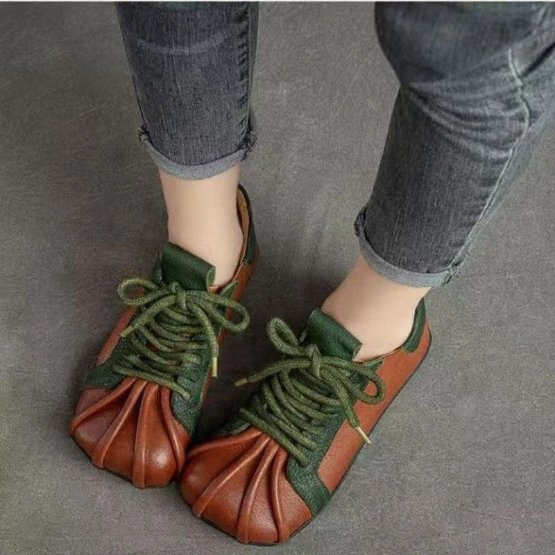 Sartina Pleated-Toe Lace-Up Sneakers