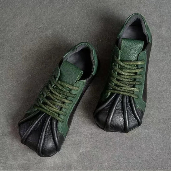 Sartina Pleated-Toe Lace-Up Sneakers