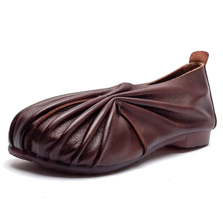 Petalfold Ruched Leather Flats