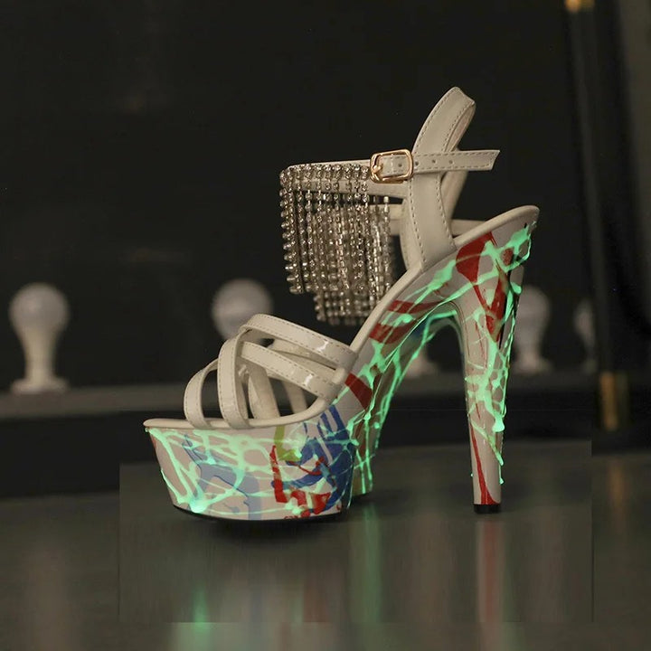 Nebulosa Fringe Platform Heels