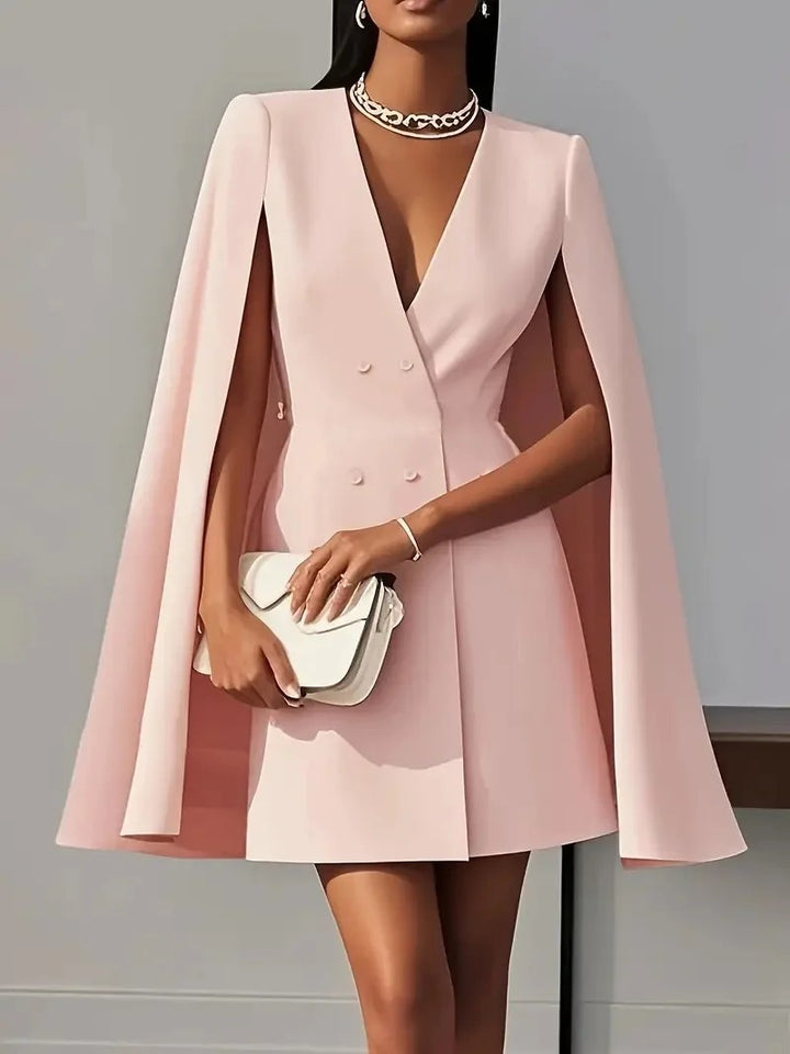 Wren Cape-Sleeve Blazer Dress