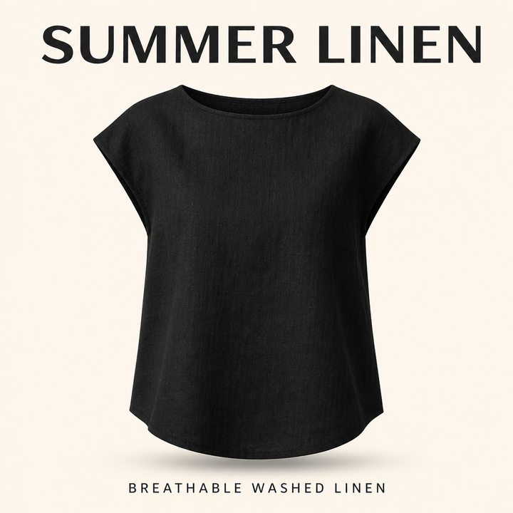 Claudette Cap Sleeve Linen Top — 03_cutout_masthead_offer