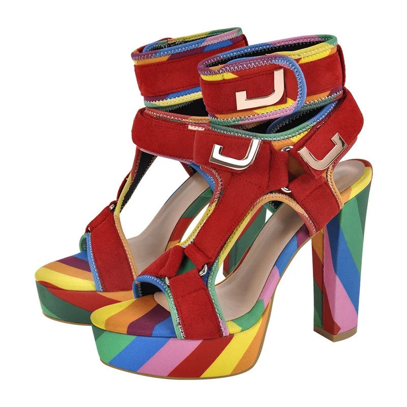 Arcobalena Rainbow Platform Sandals