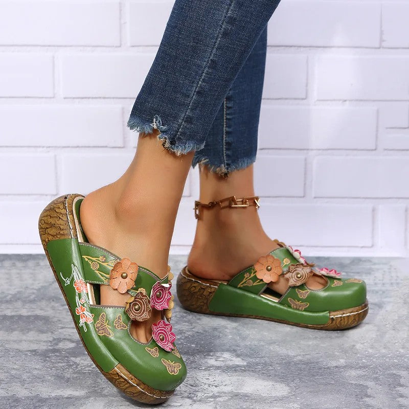 Wildflower Wedge Mules
