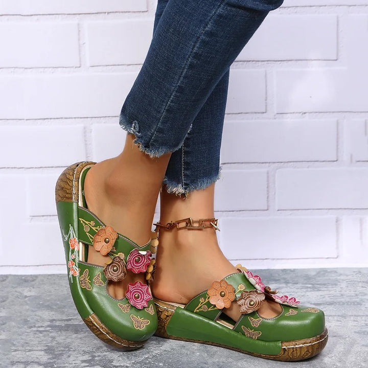 Wildflower Wedge Mules