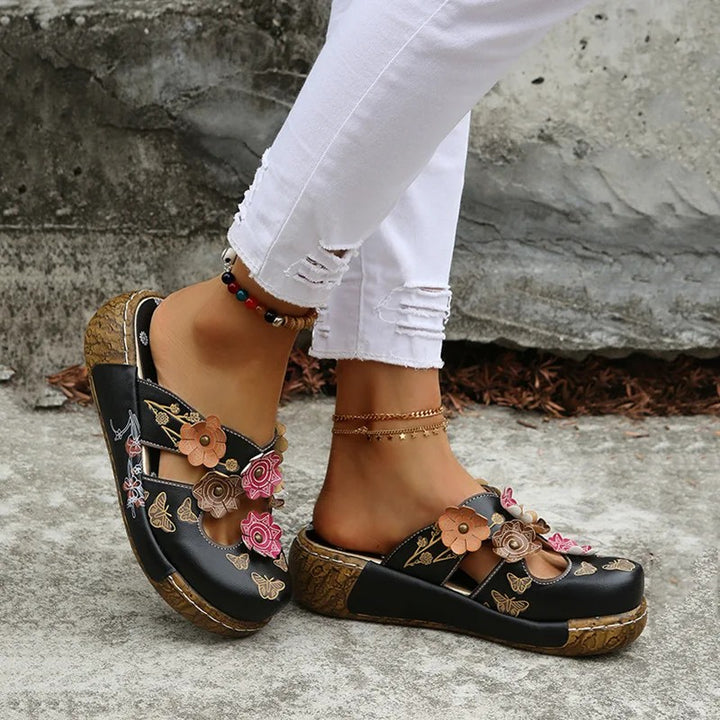 Wildflower Wedge Mules