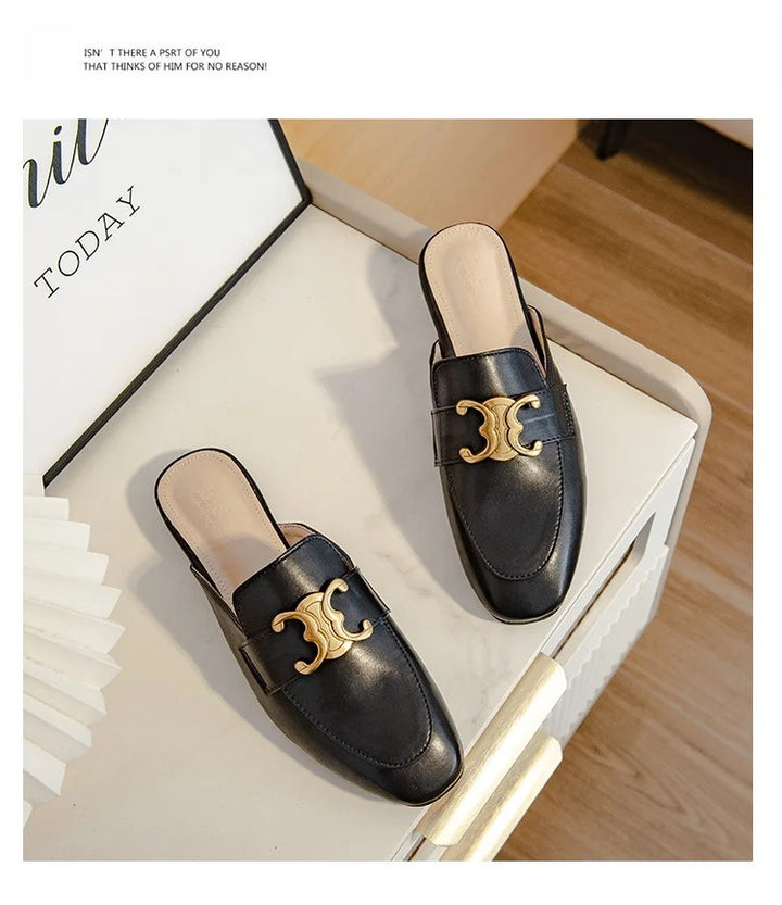Emblem Loafer Mules