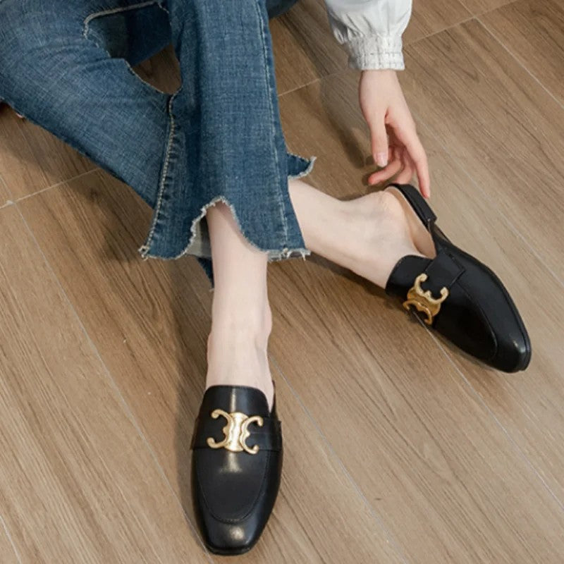 Emblem Loafer Mules