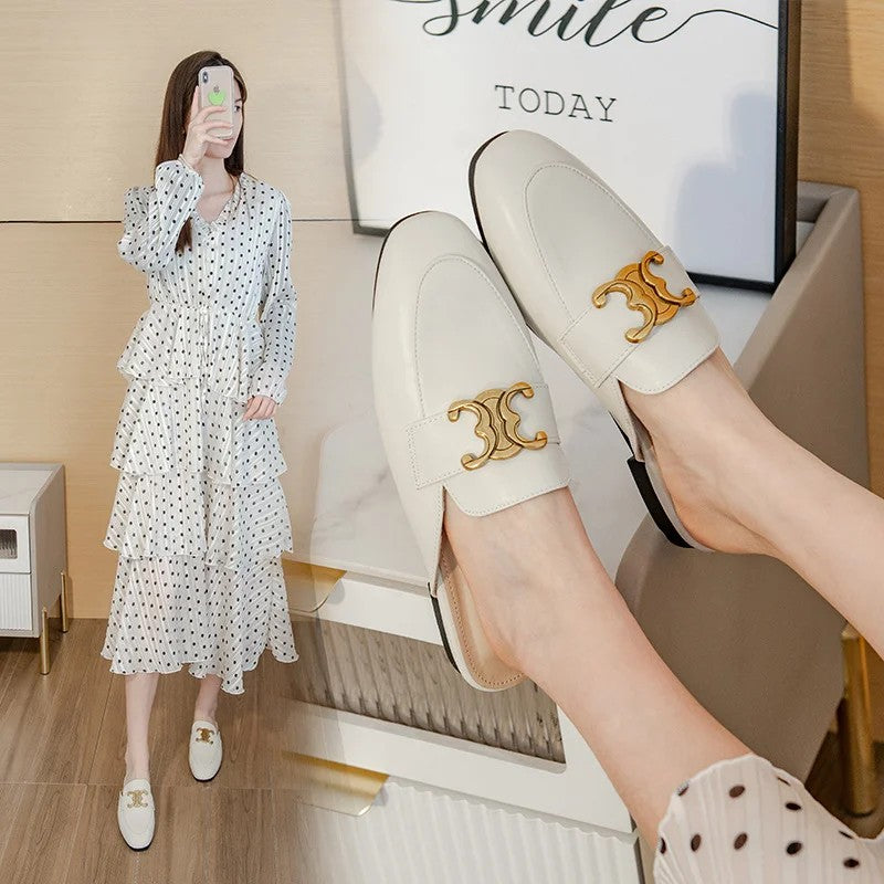 Emblem Loafer Mules