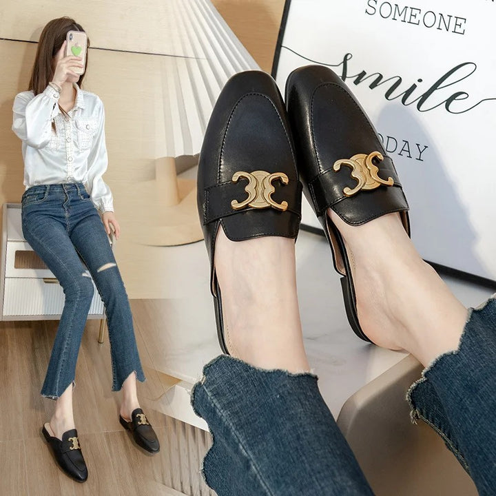 Emblem Loafer Mules