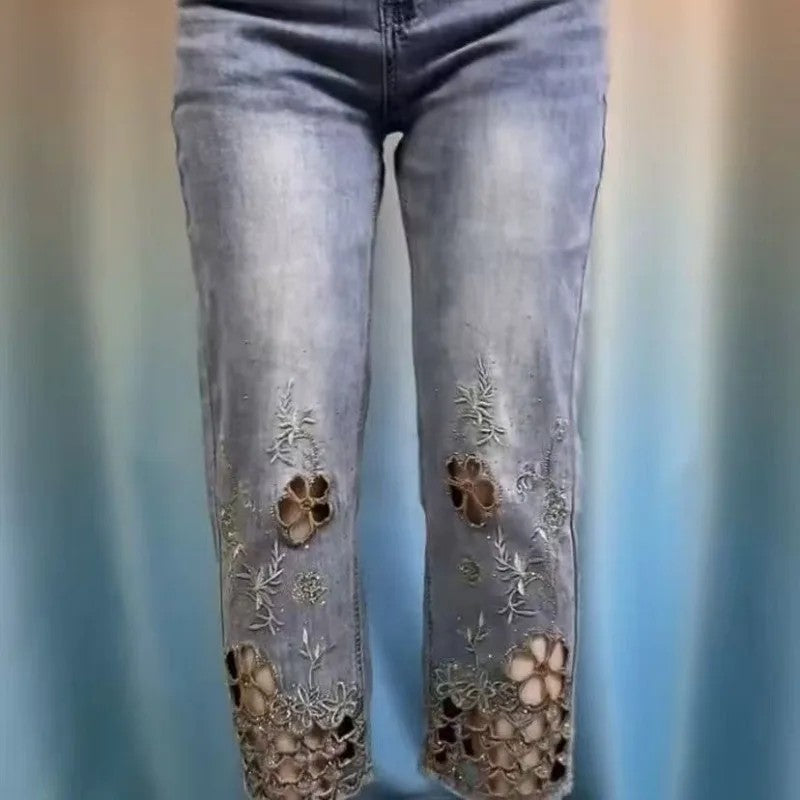 Trellis Cutwork Denim Pants