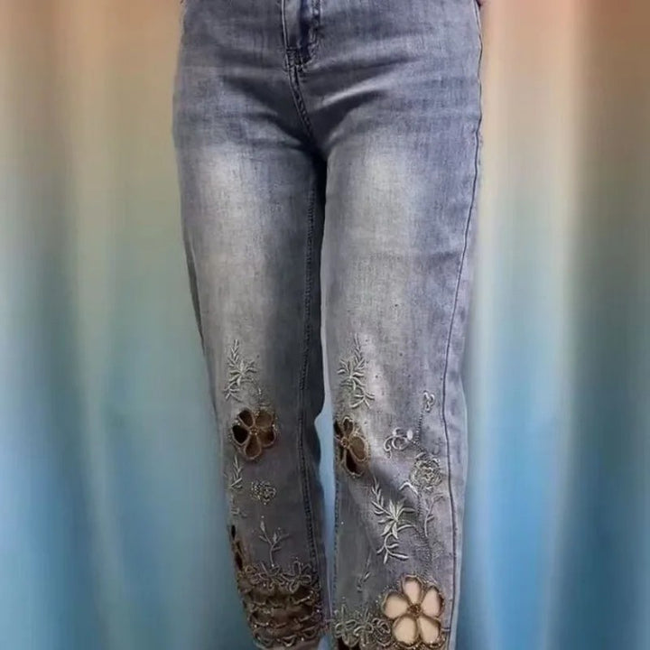 Trellis Cutwork Denim Pants