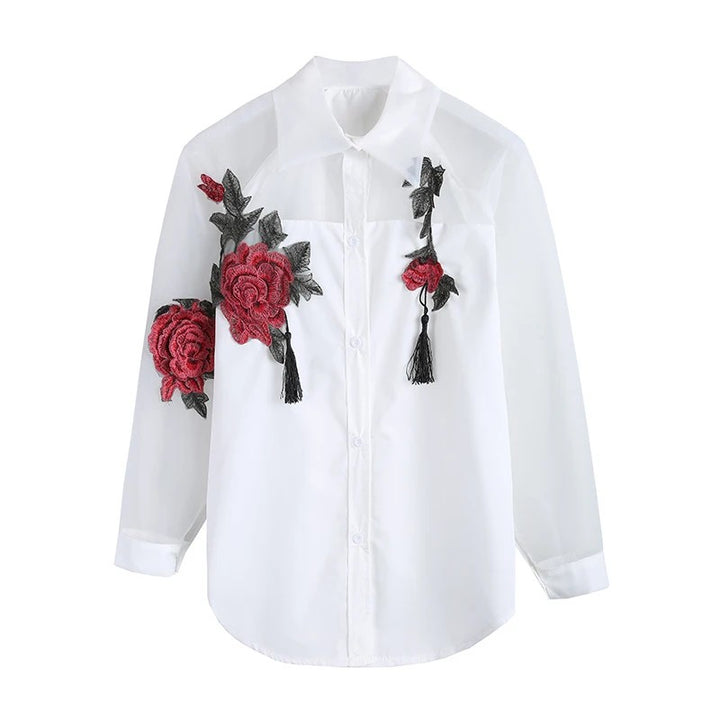 Rosabella Embroidered Mesh Blouse