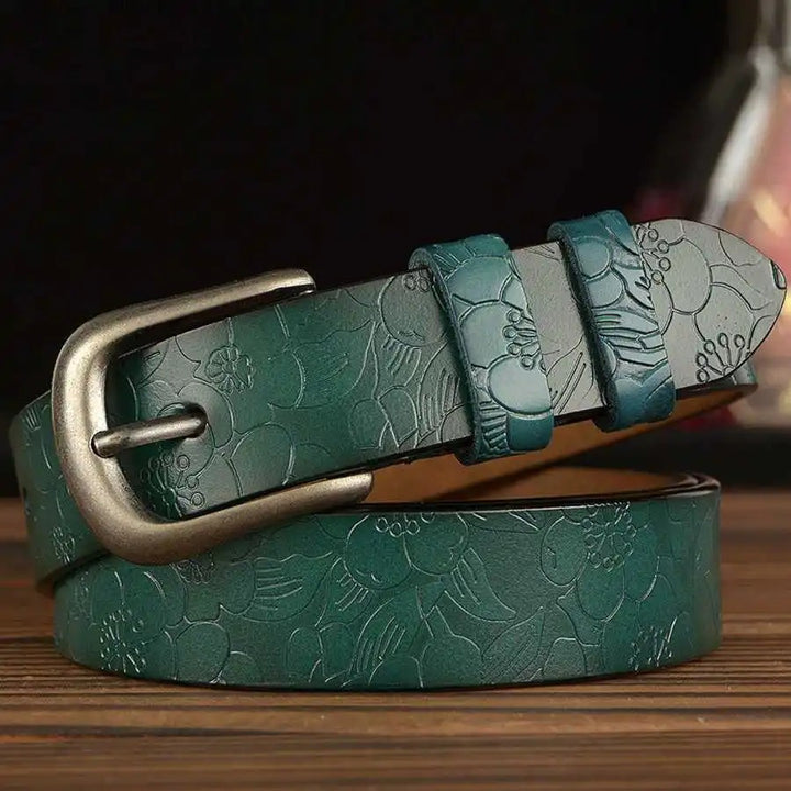 Fioretta Embossed Leather Belt