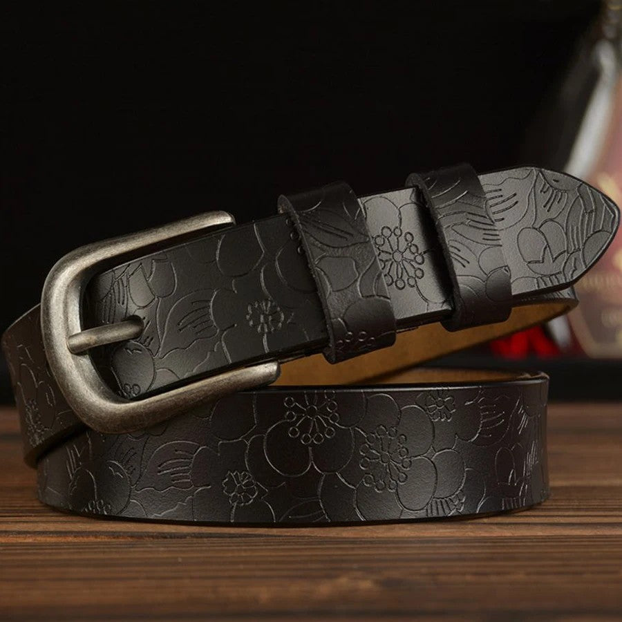 Fioretta Embossed Leather Belt