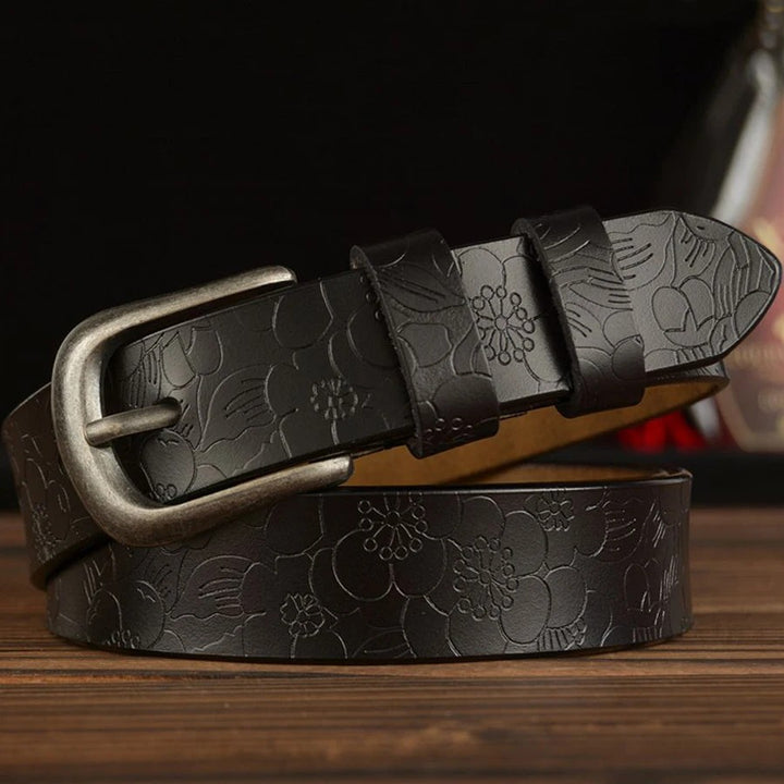 Fioretta Embossed Leather Belt