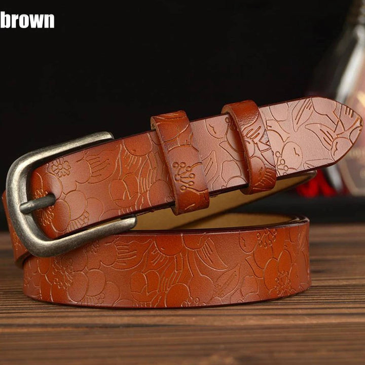 Fioretta Embossed Leather Belt