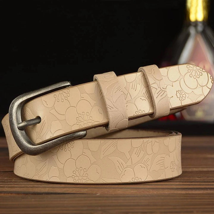Fioretta Embossed Leather Belt