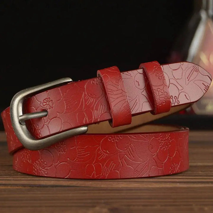 Fioretta Embossed Leather Belt