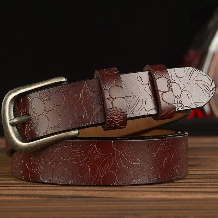 Fioretta Embossed Leather Belt