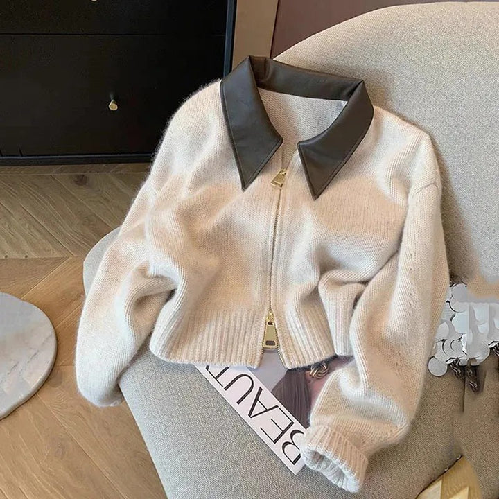 Rialto Leather-Collar Cardigan