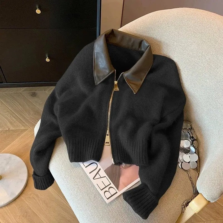 Rialto Leather-Collar Cardigan