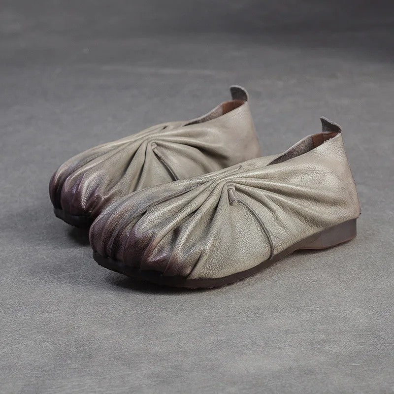 Petala Ruched Leather Flats
