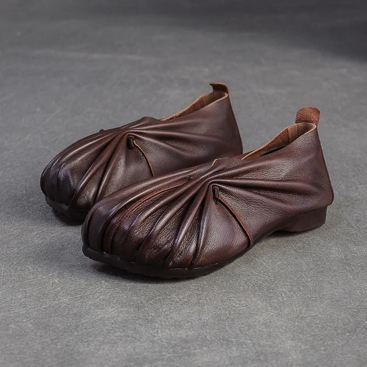 Petala Ruched Leather Flats