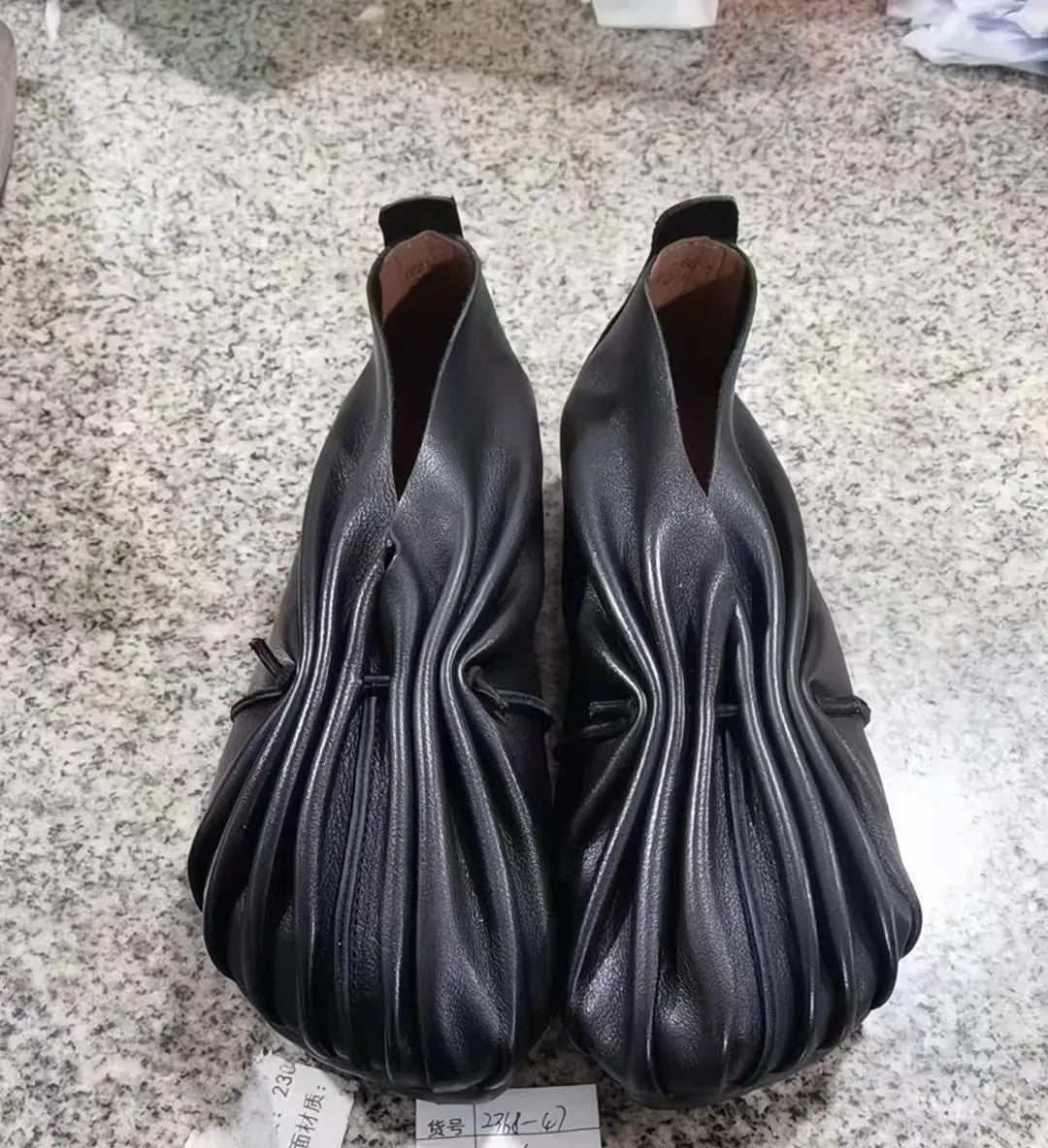 Petala Ruched Leather Flats