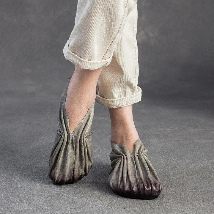 Petala Ruched Leather Flats