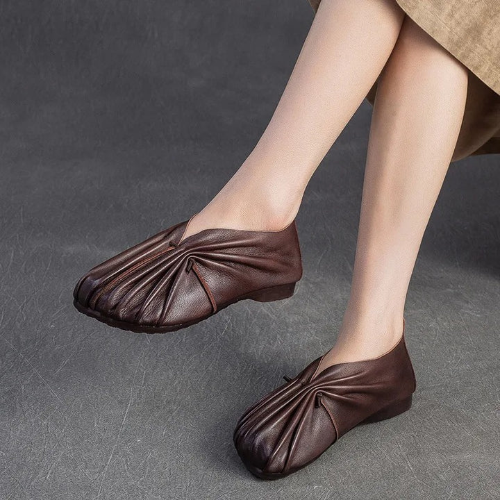 Petala Ruched Leather Flats