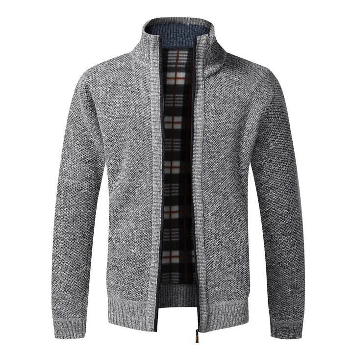 Tartan-Lined Zip Cardigan