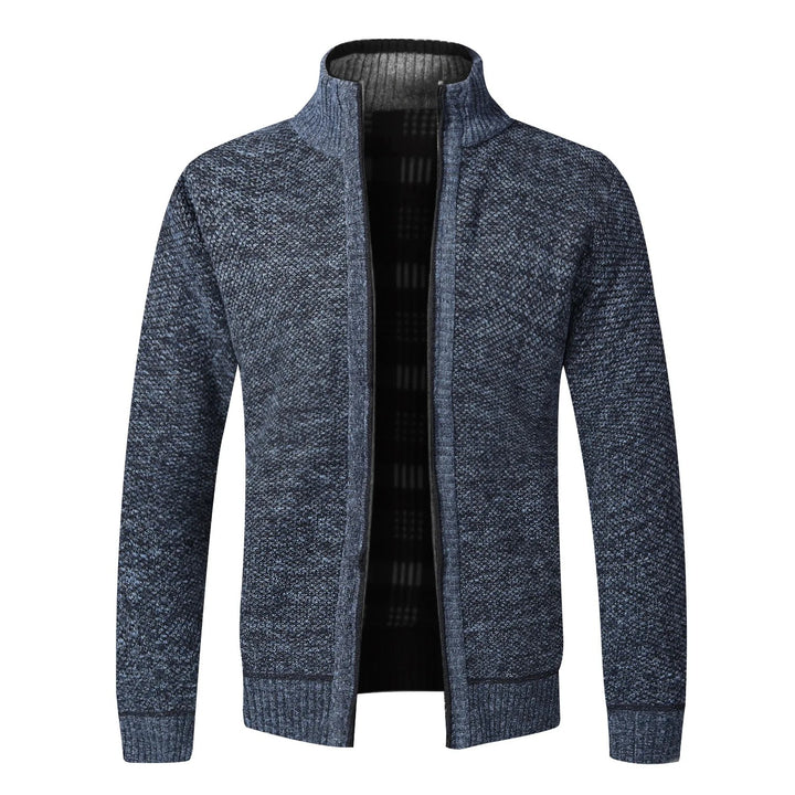 Tartan-Lined Zip Cardigan