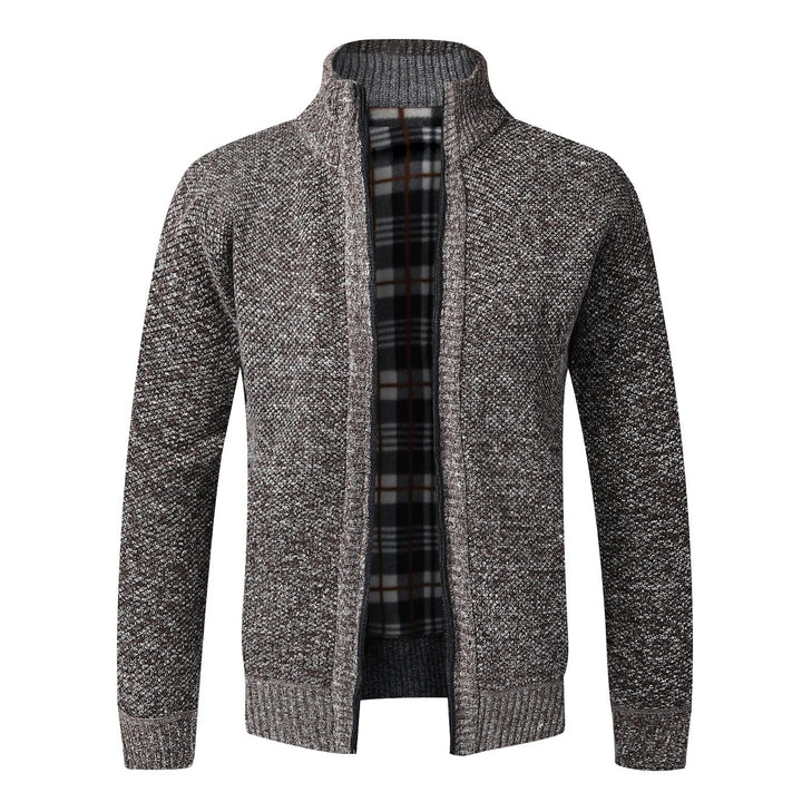 Tartan-Lined Zip Cardigan
