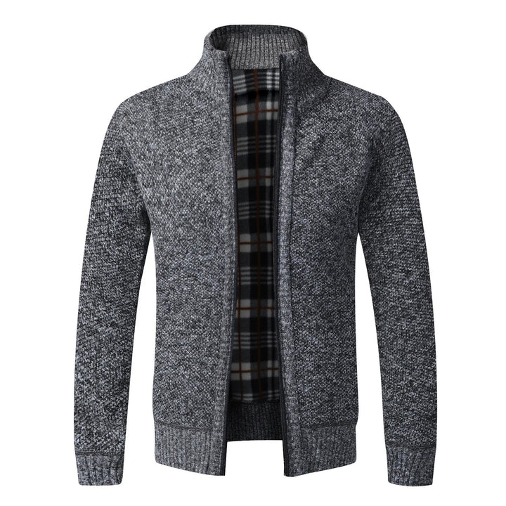 Tartan-Lined Zip Cardigan